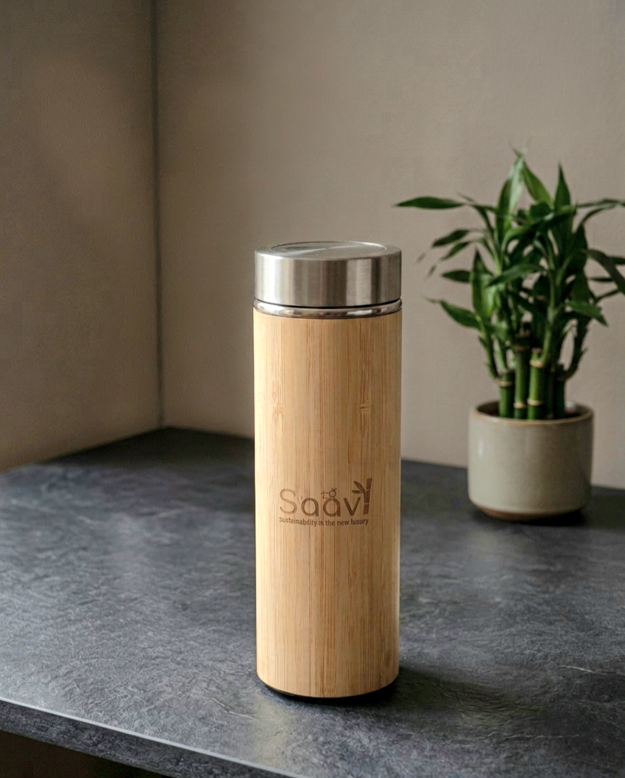Insulated Tea Tumbler — Bamboo & Steel