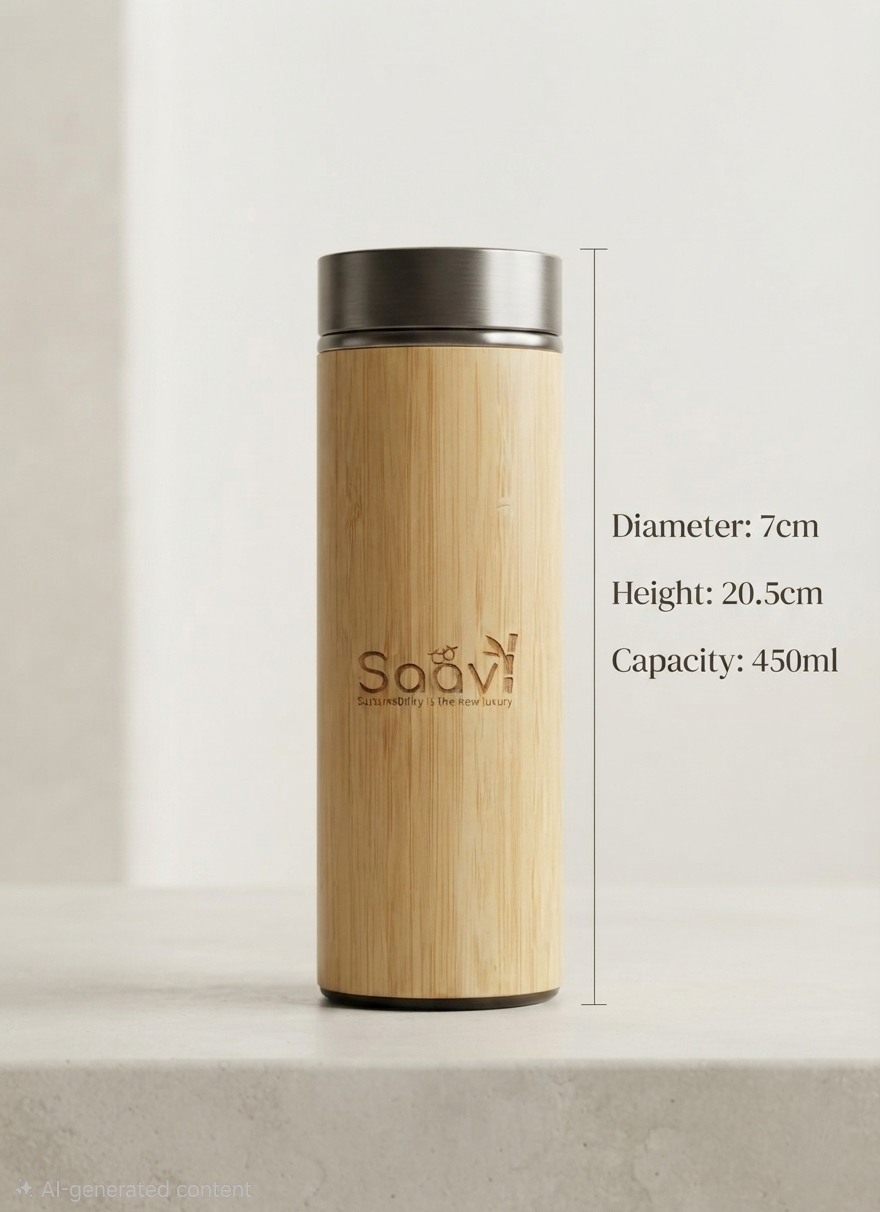 Insulated Tea Tumbler — Bamboo & Steel